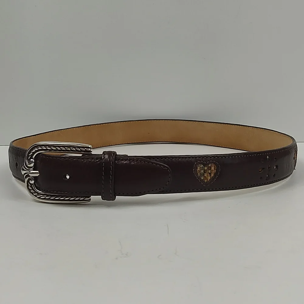 Brighton Leather Belt With Woven Cut Outs